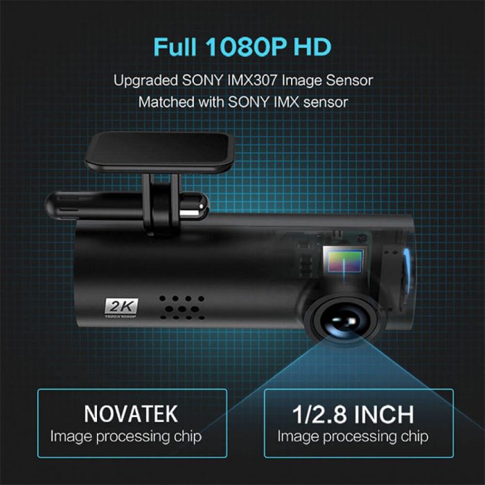 Car Dash Cam with 1080P HD, Clear Night Vision, WiFi & Phone App, Voice Control